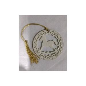 Vintage 1994 Lenox Porcelain Rocking Horse Ornament with‎ Gold Trimmed Edges